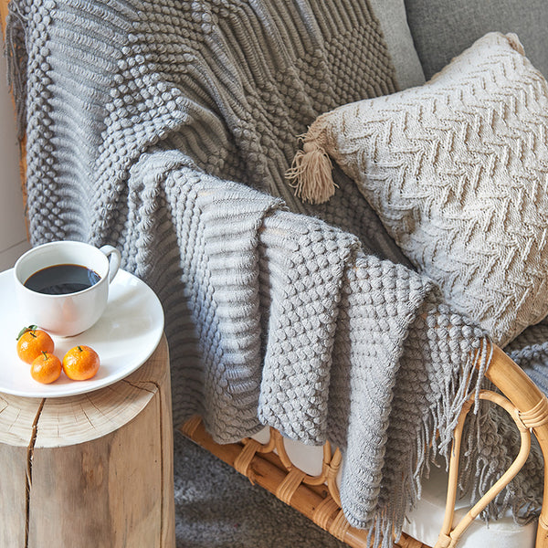 INS Simple Solid Colour throw Blanket Sofa Thick Winter Style