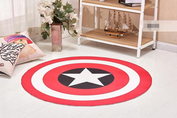 Captain America Style rug, Red White Circle Star for kids room, play room