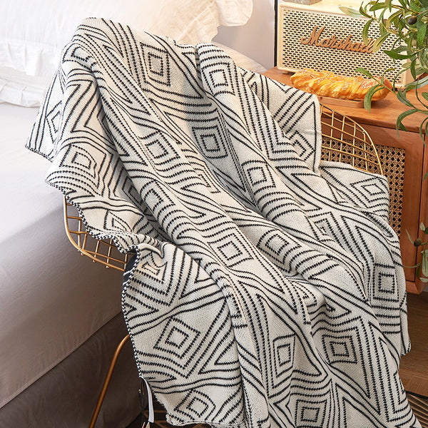 Ins Style Gray Knitted Casual throw Blanket Quilt Summer Thin Nap Sofa blanket