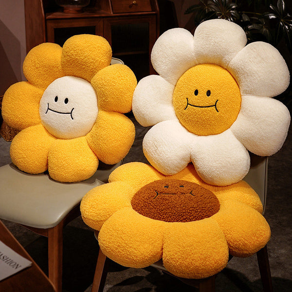 Cartoon Sunflower Flower Throw Pillow Sunflower Cushion Plush Sofa Cushion Bedroom