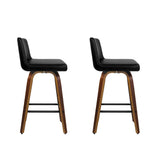 Artiss 2x Bar Stools Swivel Leather Padded Wooden