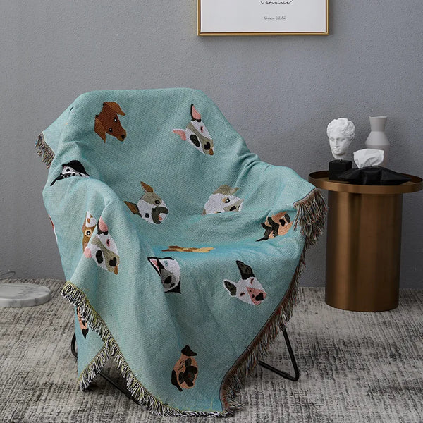 Cute Dog Print knitted Throw Blanket