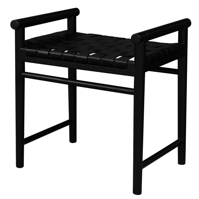 Elliot Single Seater Bench with Genuine Leather (Black)