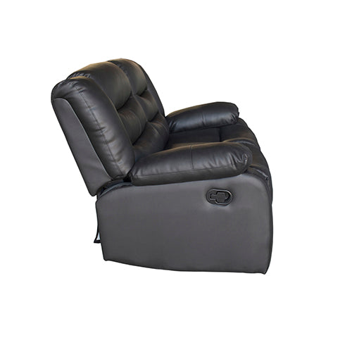 2 Seater Recliner Sofa In Faux Leather Lounge Couch in Black