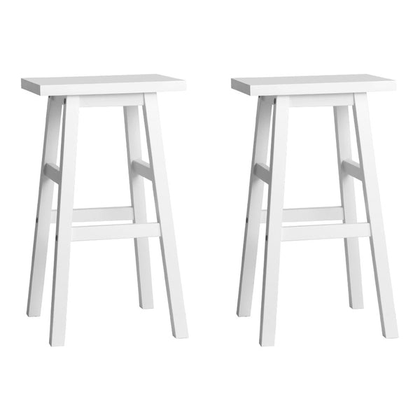 Artiss Bar Stools Kitchen Counter Stools Wooden Chairs White x2