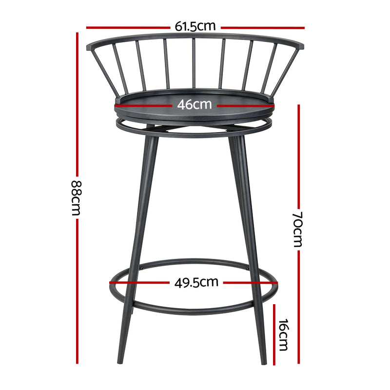 Artiss 2x Bar Stools Swivel Metal Chairs