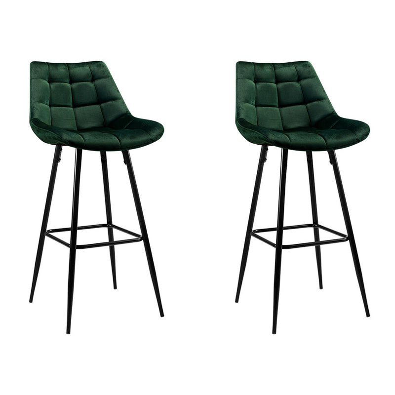 Artiss 2x Bar Stools Velvet Chairs Green