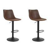 Artiss 2x Bar Stools Vintage Leather Swivel Gas Lift Brown