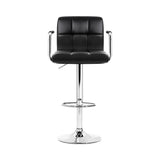 Artiss 2x Bar Stools Leather Gas Lift w/Armrest Black