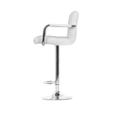 Artiss 2x Bar Stools Leather Gas Lift w/Armrest White