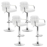 Artiss 4x Bar Stools Leather Gas Lift w/Armrest White