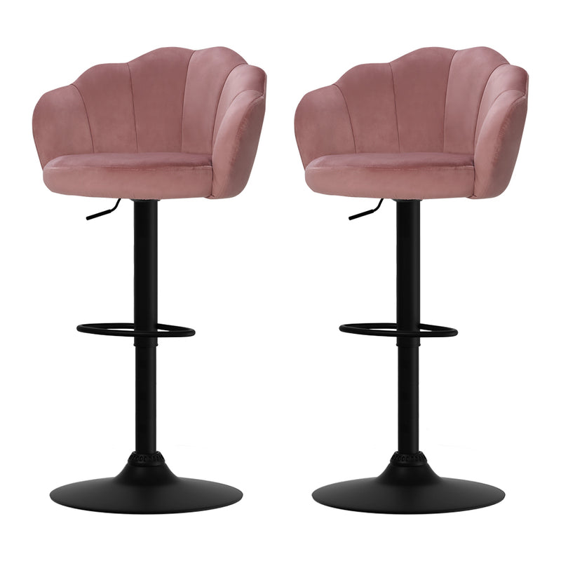 Artiss 2x Bar Stools Gas Lift Velvet Pink