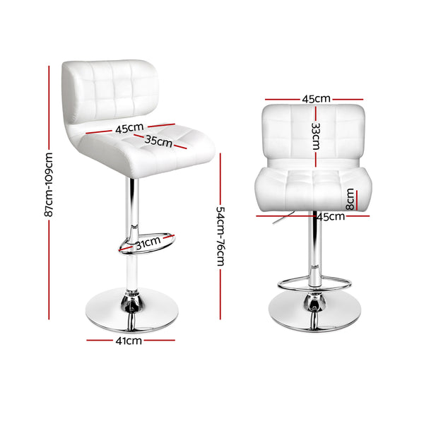 Artiss 2x Bar Stools Gas Lift Leather Padded White