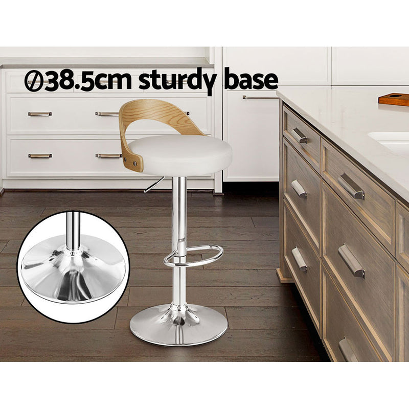 Artiss 2x Bar Stools Adjustable Leather Padded White