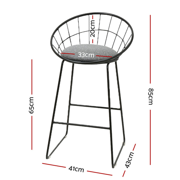 Artiss 2x Bar Stools Padded Seat Metal