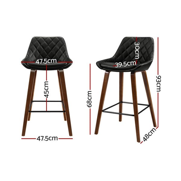 Artiss 2x Bar Stools PU Seat Wooden