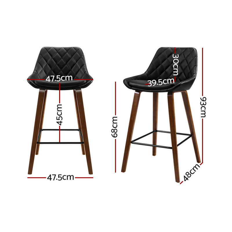 Artiss 2x Bar Stools PU Seat Wooden