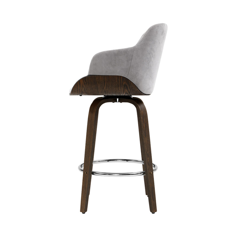 Artiss Bar Stools Swivel Velvet Padded Wooden