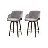 Artiss 2x Bar Stools Swivel Velvet Padded Wooden