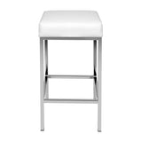 Artiss 2x Bar Stools Leather Padded Metal White