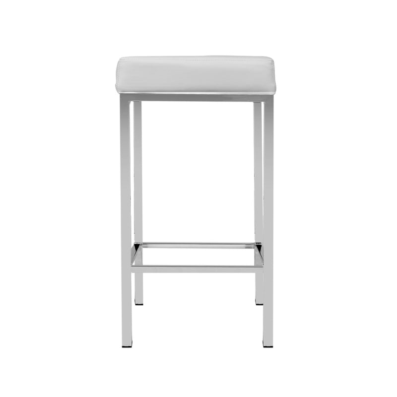 Artiss 2x Bar Stools Leather Padded Metal White