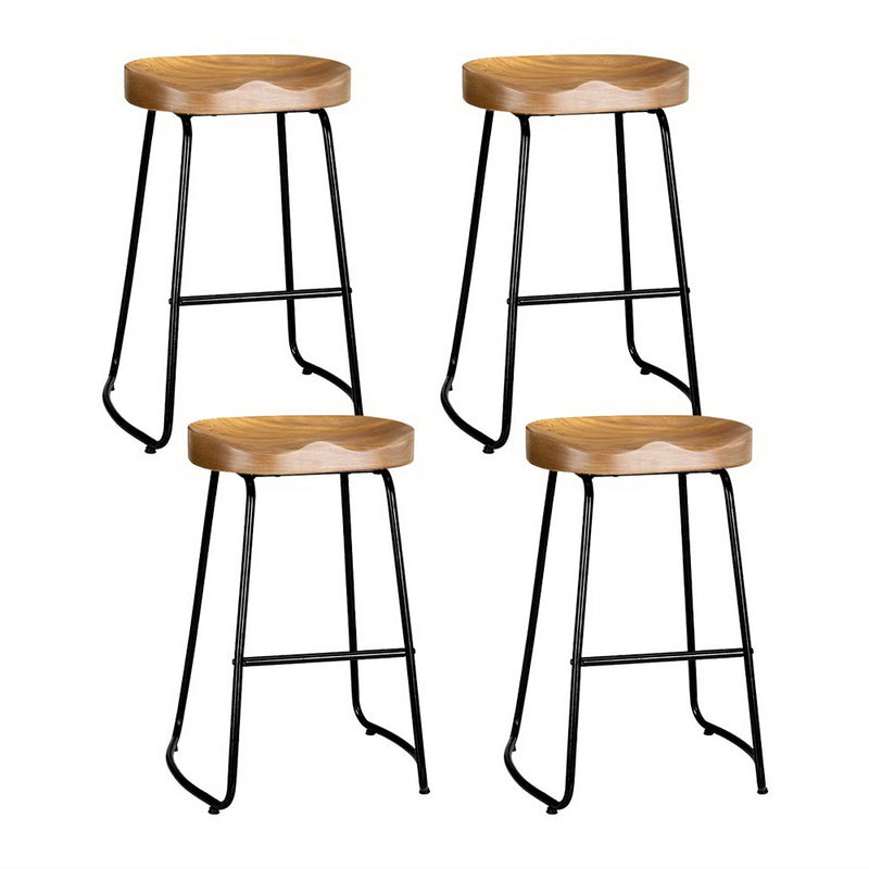 66cm Premium Vintage-Style Elm Wood Barstools (Set of 4)