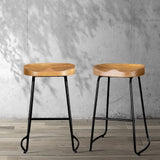 66cm Premium Vintage-Style Elm Wood Barstools (Set of 4)