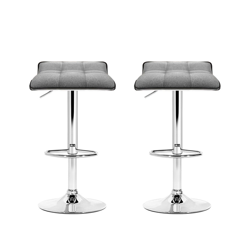 Artiss 2x Bar Stools Linen Padded Gas Lift