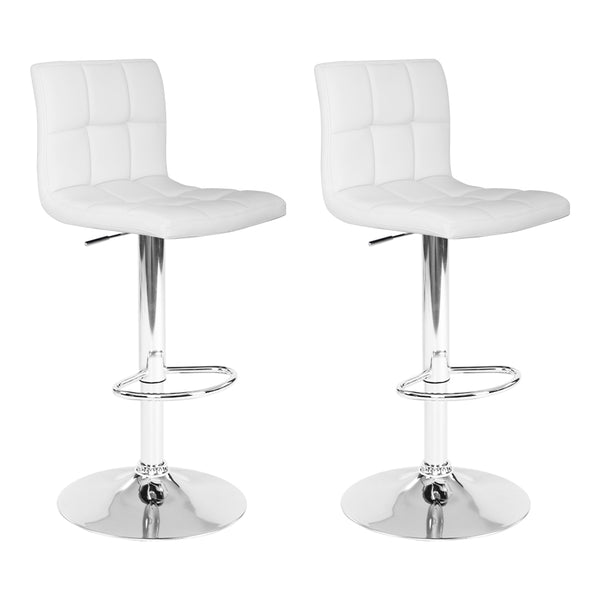 Artiss 2x Bar Stools Leather Gas Lift White