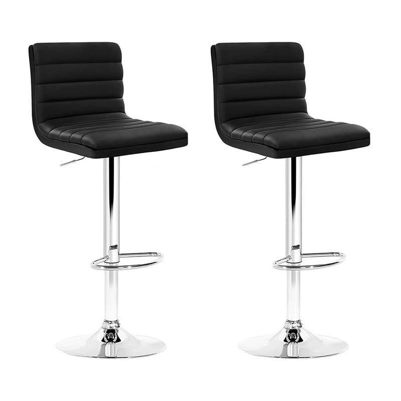 Artiss 2x Bar Stools Padded Leather Gas Lift Black