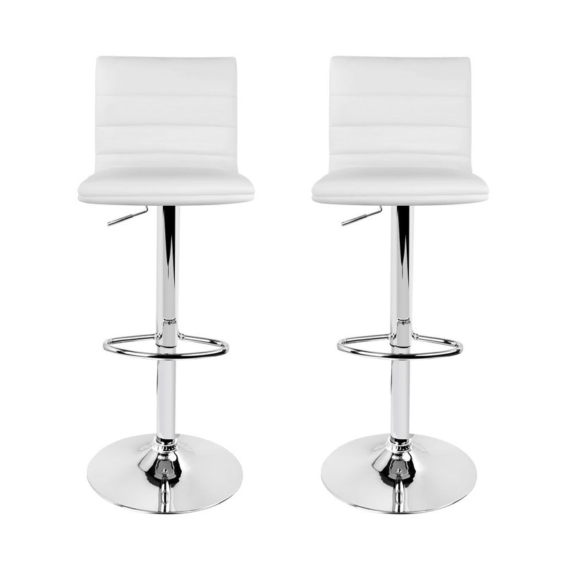 Artiss 2x Bar Stools Padded Leather Gas Lift White