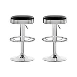 Artiss Set of 2 Backless PU Leather Bar Stools - Black and Chrome