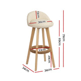 Artiss 2x Bar Stools Padded Leather Wooden Beige