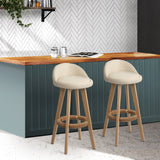 Artiss 2x Bar Stools Padded Leather Wooden Beige