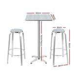 Gardeon 3-Piece Outdoor Bar Set Bistro Table Stools Adjustable Square Cafe