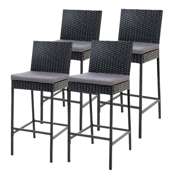 Gardeon 4-Piece Outdoor Bar Stools Dining Chair Bar Stools Rattan Furniture