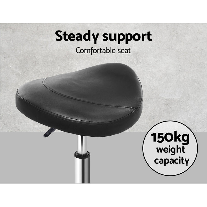 Artiss Salon Stool Saddle Swivel Chair Black