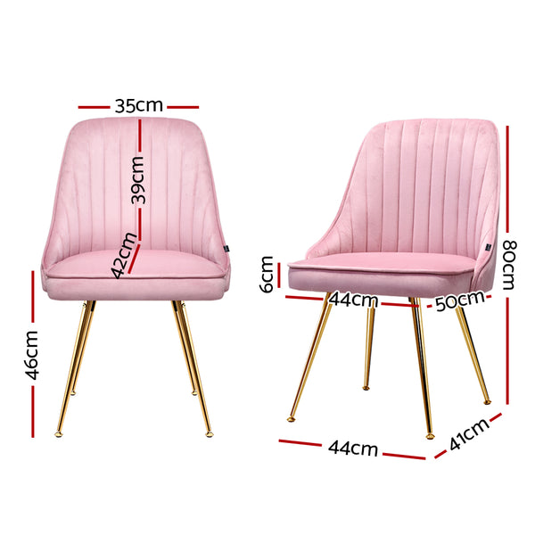 Artiss Dining Chairs Velvet Pink Set of 2 Nappa