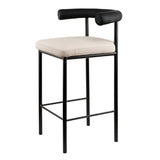 Sarantino Cedric Bar Stool W/ High-density Foam Upholstered In PU Leather Sturdy Iron Frame In Black And Beige