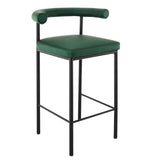 Sarantino Cedric Bar Stool W/ High-density Foam Upholstered In Pu Leather Sturdy Iron Frame Green