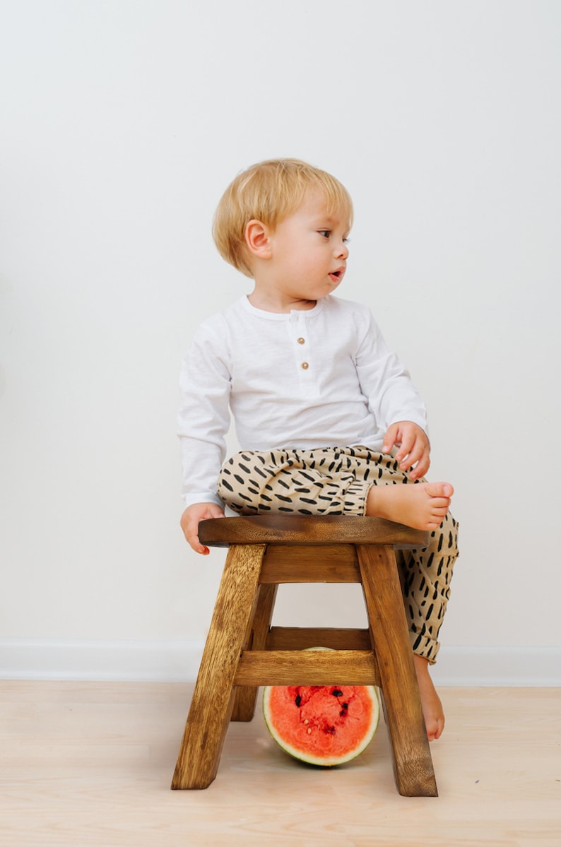 Children's Wooden Stool Blue Baby ELEPHANT Themed Chair Toddlers Step sitting Stool