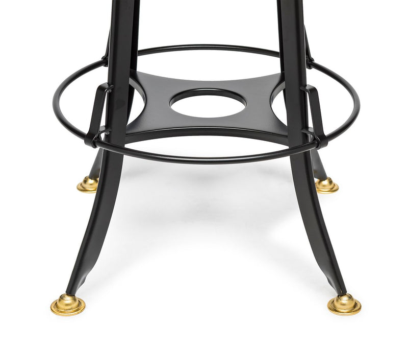 Industrial Wooden Height Adjustable Swivel Bar Stool - Gold Black