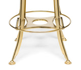 Industrial Height Adjustable Swivel Bar Stool with Oak Wood Top - Gold Finish