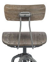 Industrial Swivel Height Adjustable Grey Oak Wood Bar Stool Chair with Back