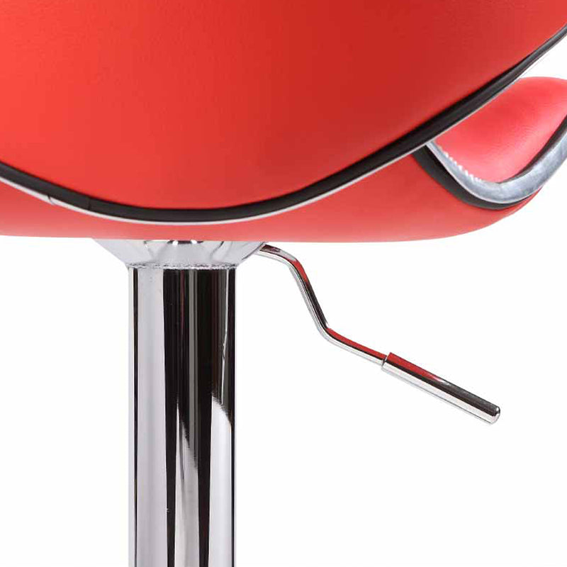 2X Red Bar Stools Faux Leather Mid High Back Adjustable Crome Base Gas Lift Swivel Chairs